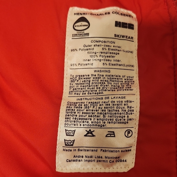 VTG Henri Charles Colsenet HCC Red Colorblock 2 Piece Ski Suit Pants Snowsuit 40 - Picture 12 of 12